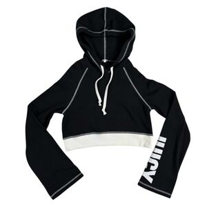 NWOT Juicy by Juicy Couture Hoodie XS Black White Cropped Y2K Athleisure Baddie